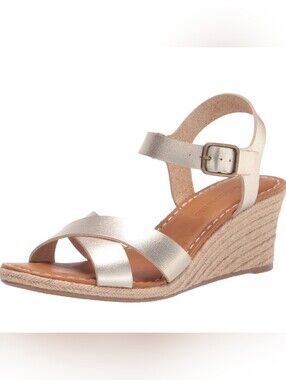 Metallic Gold Espadrille Wedge Sandals Size 9 NWOT